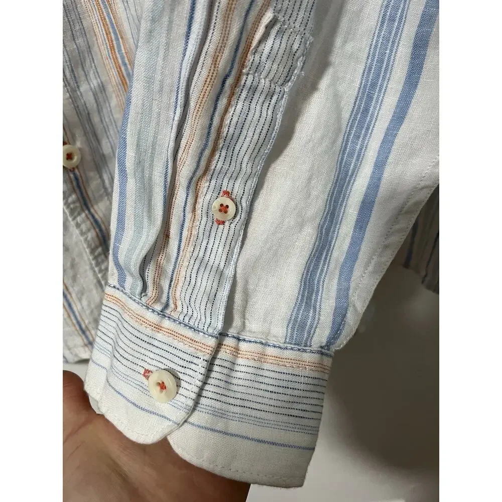 Tommy Bahama Mens Stripe Long Sleeve 100% Linen Button Shirt Size 3XL Resort NWT
